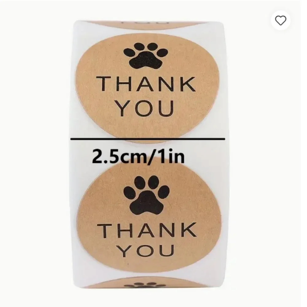 Thank you Stickers - Paw Prints 500 pcs - NWT - Picture 2 of 3